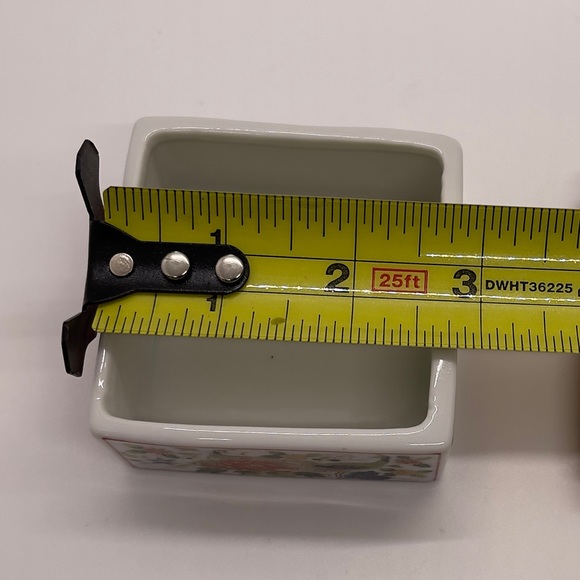 Vintage Porcelain Peacock Design Square Trinket Box  Japan - Picture 4 of 8